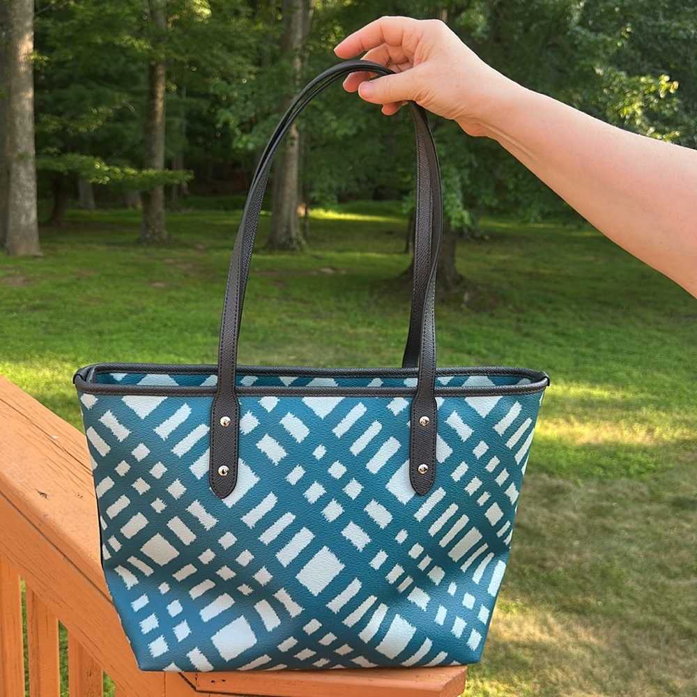 Coach CITY ZIP TOTE WITH WILD PLAID PRINT F22248 - Picture 5 of 13